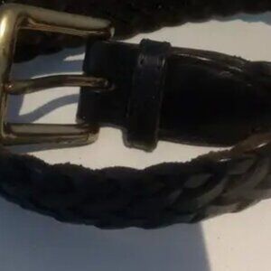 Black Braided Leather and Brass Belt